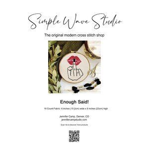 Subversive Middle Finger Red Lips Women Female Feminine Counted Cross Stitch Kit